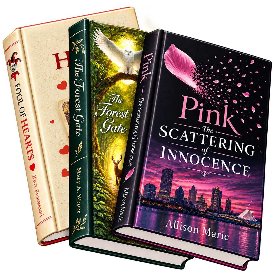 Stack of professionally published books with a tablet showing an eBook edition